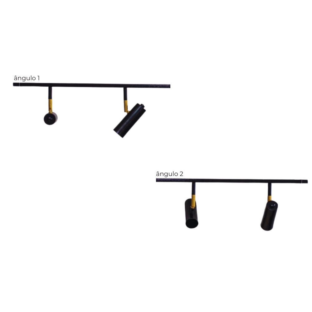 Trilho de Teto com 2 Spots Amaya Preto 50cm