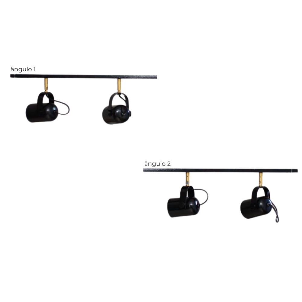 Trilho de Teto com 2 Spots Becker Preto 50cm