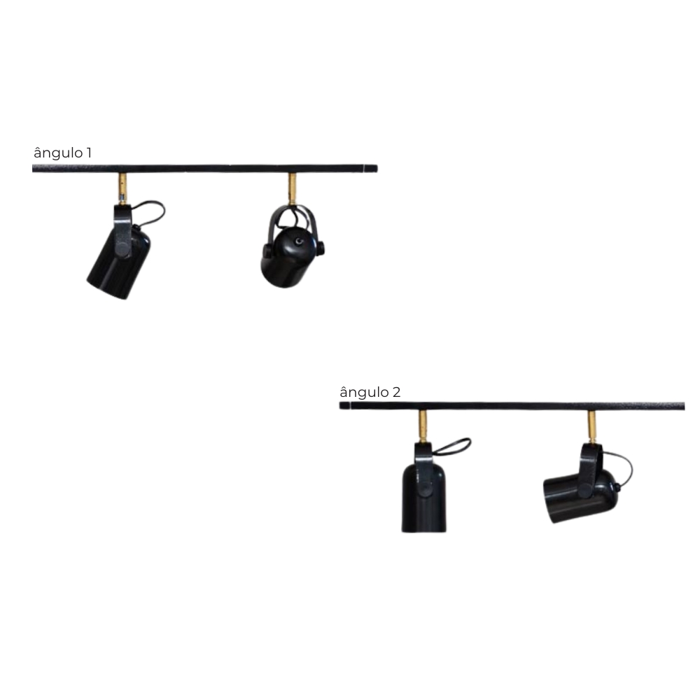Trilho de Teto com 2 Spots Becker Preto 50cm
