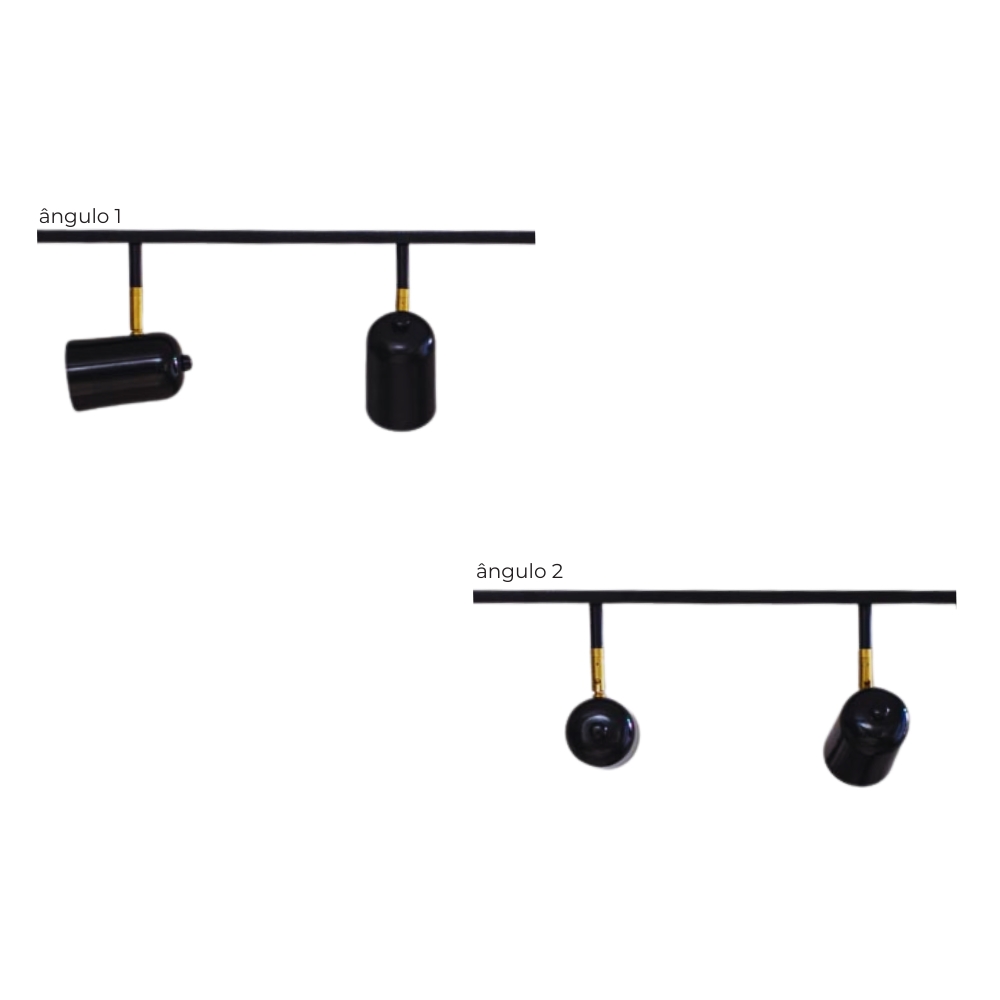 Trilho de Teto com 2 Spots Ewa Preto 50cm