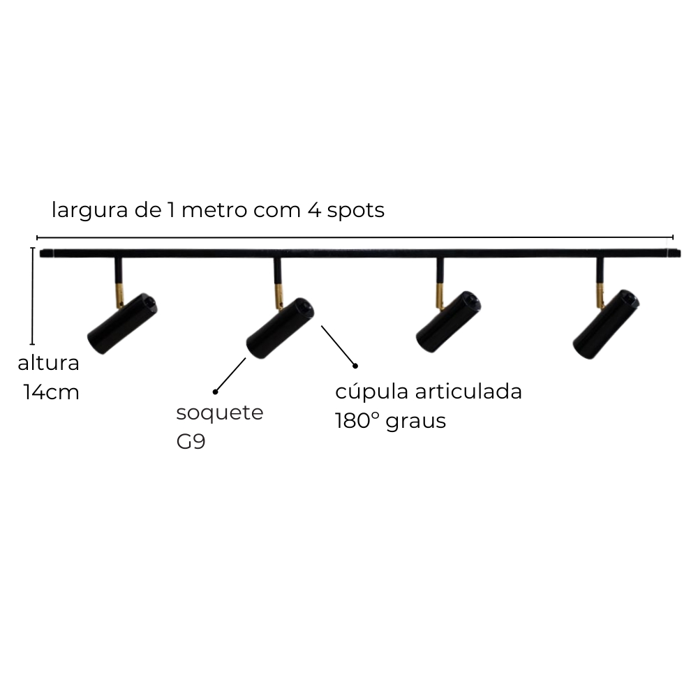 Trilho de Teto com 4 Spots Amaya Branco 1 metro
