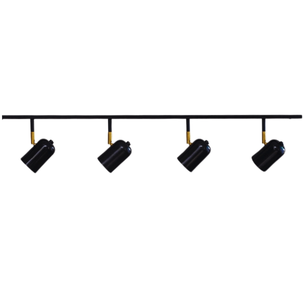 Trilho de Teto com 4 Spots Ewa Preto 1 metro