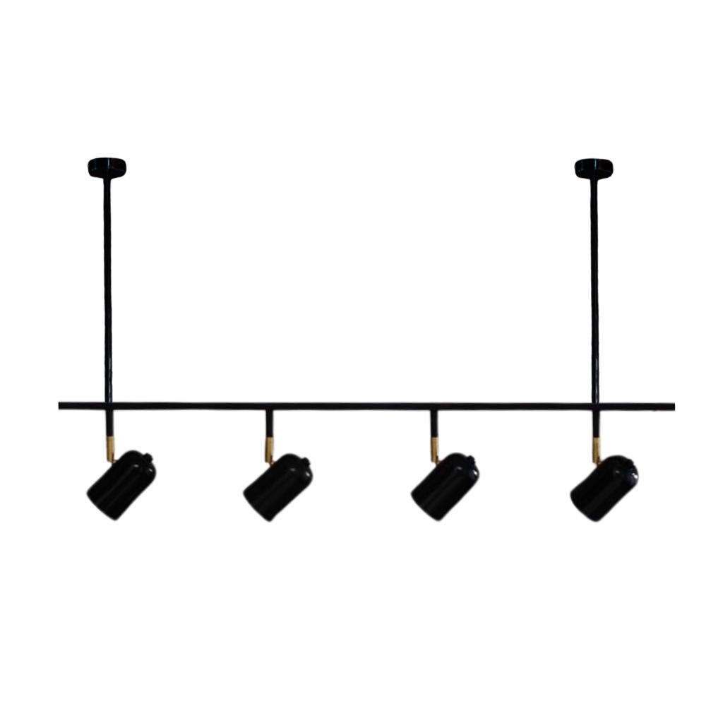 Trilho de Teto com 4 Spots Ewa Preto com Extensor 1 metro