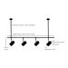 Trilho de Teto com 4 Spots Ewa Preto com Extensor 1 metro
