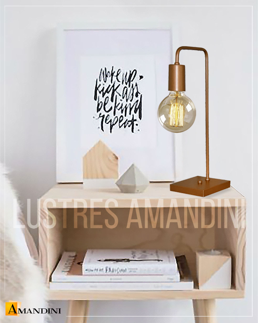 Abajur - Luminária de Mesa estilo retrô - Ideal para quarto mesa de cabeceira, escritório, home office - Alumínio Escovado