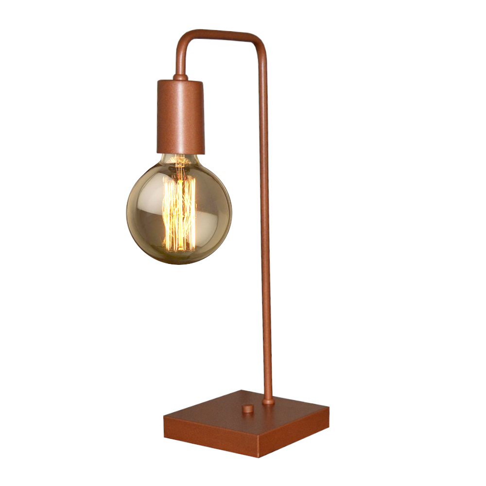Abajur - Luminária de Mesa estilo retrô - Ideal para quarto mesa de cabeceira, escritório, home office - Cobre