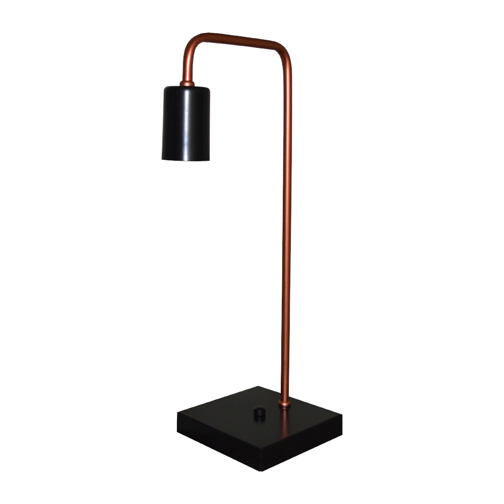 Abajur - Luminária de Mesa estilo retrô - Ideal para quarto mesa de cabeceira, escritório, home office - Preto com Cobre