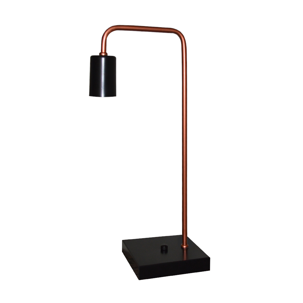Abajur - Luminária de Mesa estilo retrô - Ideal para quarto mesa de cabeceira, escritório, home office - Preto com Cobre
