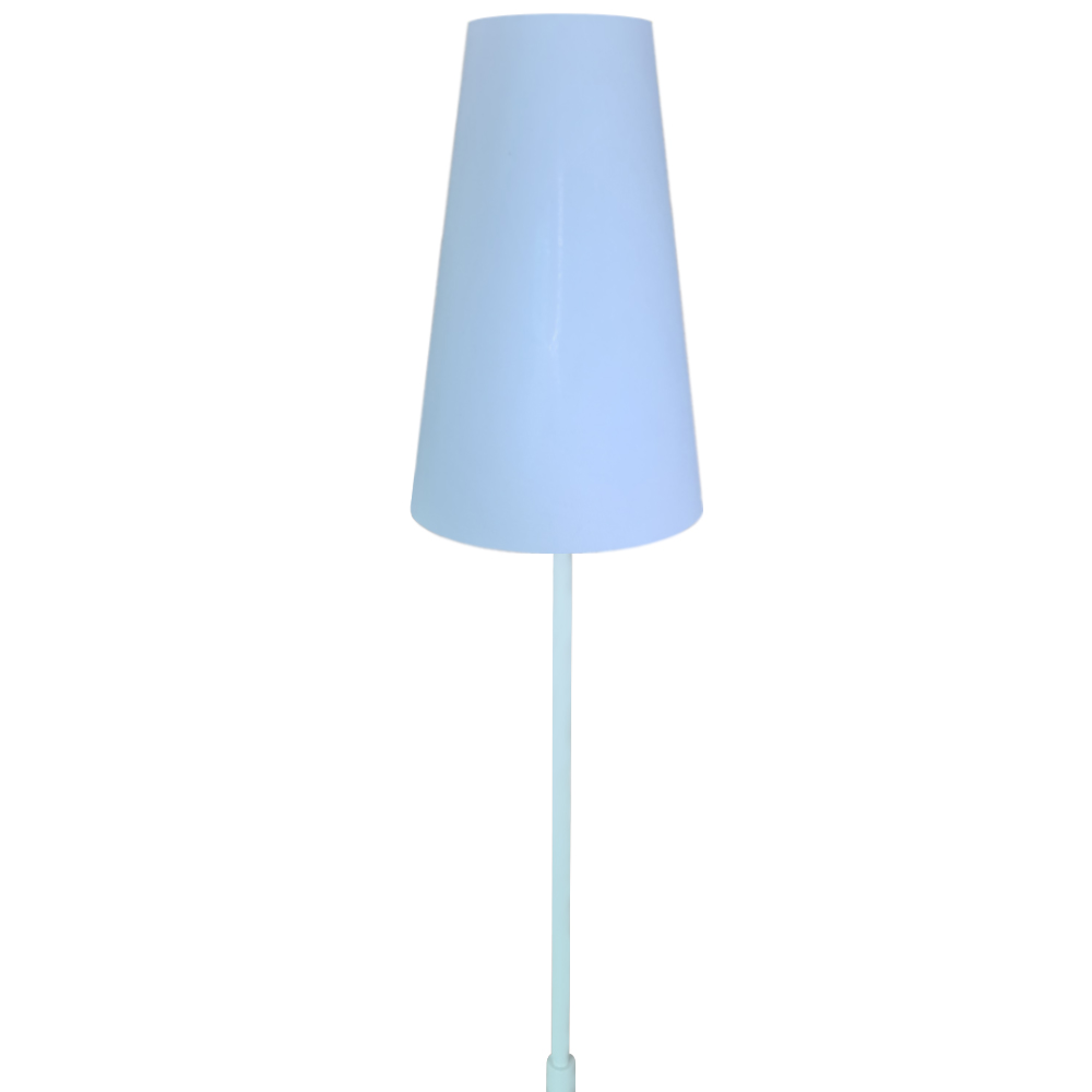 Luminária De Chão Com Cúpula De Tecido Cone - Coluna De Luz - Base Branco Cúpula Branco