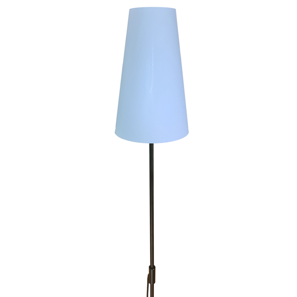 Luminária De Chão Com Cúpula De Tecido Cone - Coluna De Luz - Base Preto Cúpula  Branca