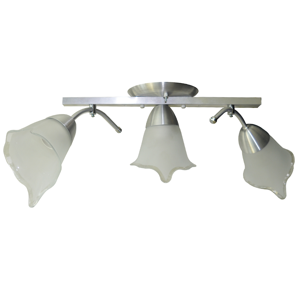 Lustre Luminária Arandela de Teto com 03 hastes e 03 vidros Modelo Tulipa - Para 03 lâmpadas Padrão E27 Bivolt 110v / 220v