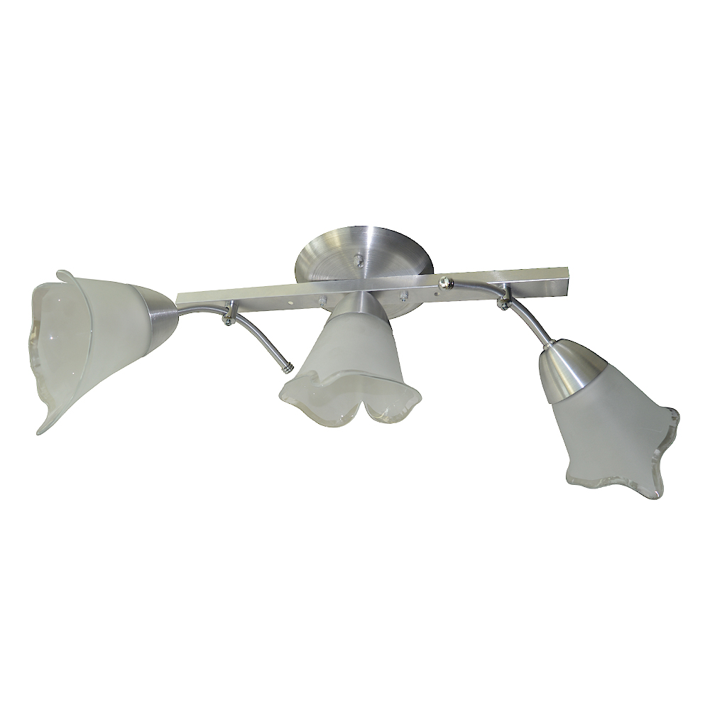 Lustre Luminária Arandela de Teto com 03 hastes e 03 vidros Modelo Tulipa - Para 03 lâmpadas Padrão E27 Bivolt 110v / 220v