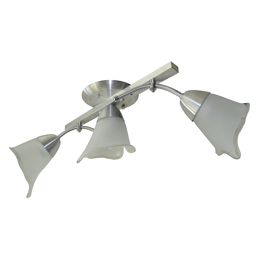 Lustre Luminária Arandela de Teto com 03 hastes e 03 vidros Modelo Tulipa - Para 03 lâmpadas Padrão E27 Bivolt 110v / 220v