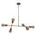 Lustre Luminária Pendente Com 6 Braços (hastes) - Ideal Mesa De Jantar Retangular, Sala - Cor Cobre