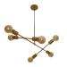 Lustre Luminária Pendente Com 6 Braços (hastes) - Ideal Mesa De Jantar Retangular, Sala - Cor Dourado
