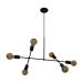 Lustre Luminária Pendente Com 6 Braços (hastes) - Ideal Mesa De Jantar Retangular, Sala - Cor Preto