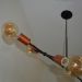 Lustre Luminária Pendente Com 6 Braços (hastes) - Ideal Mesa De Jantar Retangular, Sala - Cor Preto com Cobre
