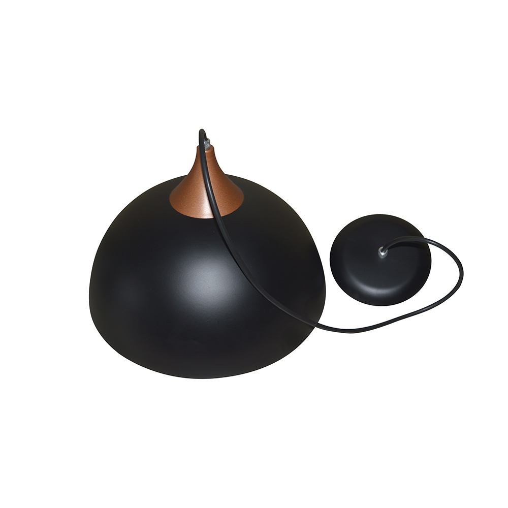 Lustre Luminária Pendente Modelo Meia Bola Na Cor Preto Cobre - Ideal Para Mesa De Jantar, Mesa De Bilhar, Sala, Quarto
