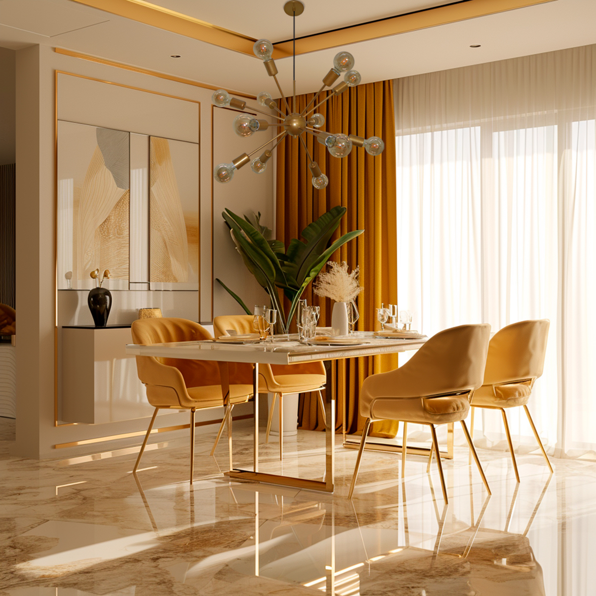 Lustre Luminária Pendente com 12 Hastes Modelo Sputinik - Ideal para Mesa Jantar, Sala, Quarto - Cor Cobre