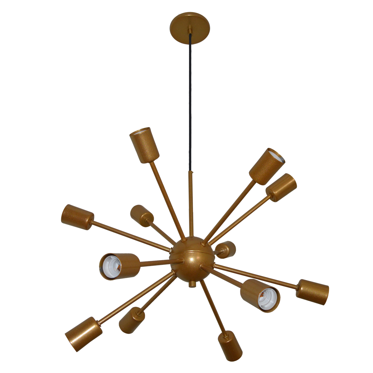 Lustre Luminária Pendente com 12 Hastes Modelo Sputinik - Ideal para Mesa Jantar, Sala, Quarto - Cor Dourado