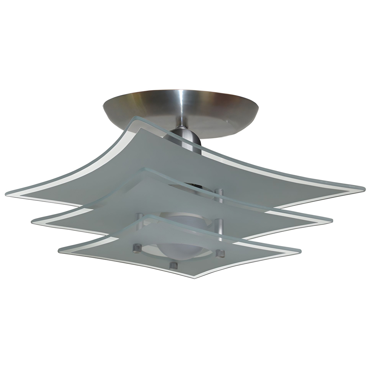 Lustre Luminária Plafon Japonês com 03 Vidros na cor Branco (Fosco) Ideal para Sala, Quarto, Cozinha, Banheiro - 30cm