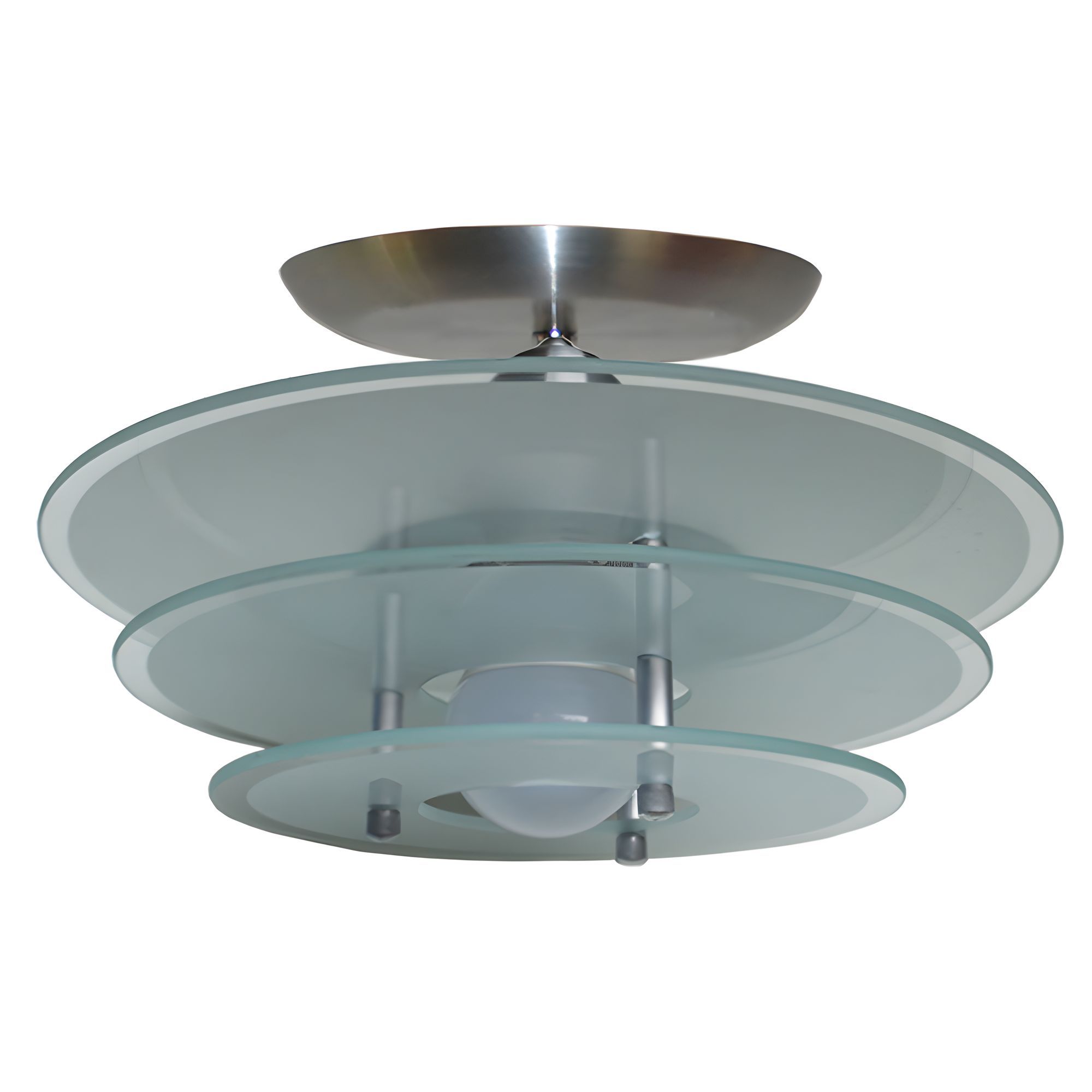 Lustre Luminária Plafon Redondo com 03 Vidros na cor Branco (Fosco) Ideal para Sala, Quarto, Cozinha, Banheiro - 30cm