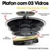 Lustre Luminária Plafon Redondo com 03 Vidros na cor Preto Ideal para Sala, Quarto, Cozinha, Banheiro - 30cm