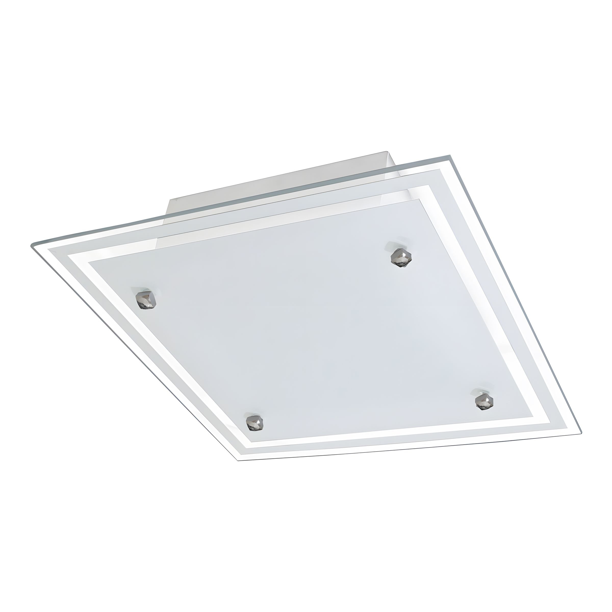 Lustre Luminária Plafon de Vidro Fosco sobrepor para 02 Lâmpadas Quadrado 30cm - Ideal para Sala, Quarto, Cozinha, Banheiro, Lavanderia, Quintal
