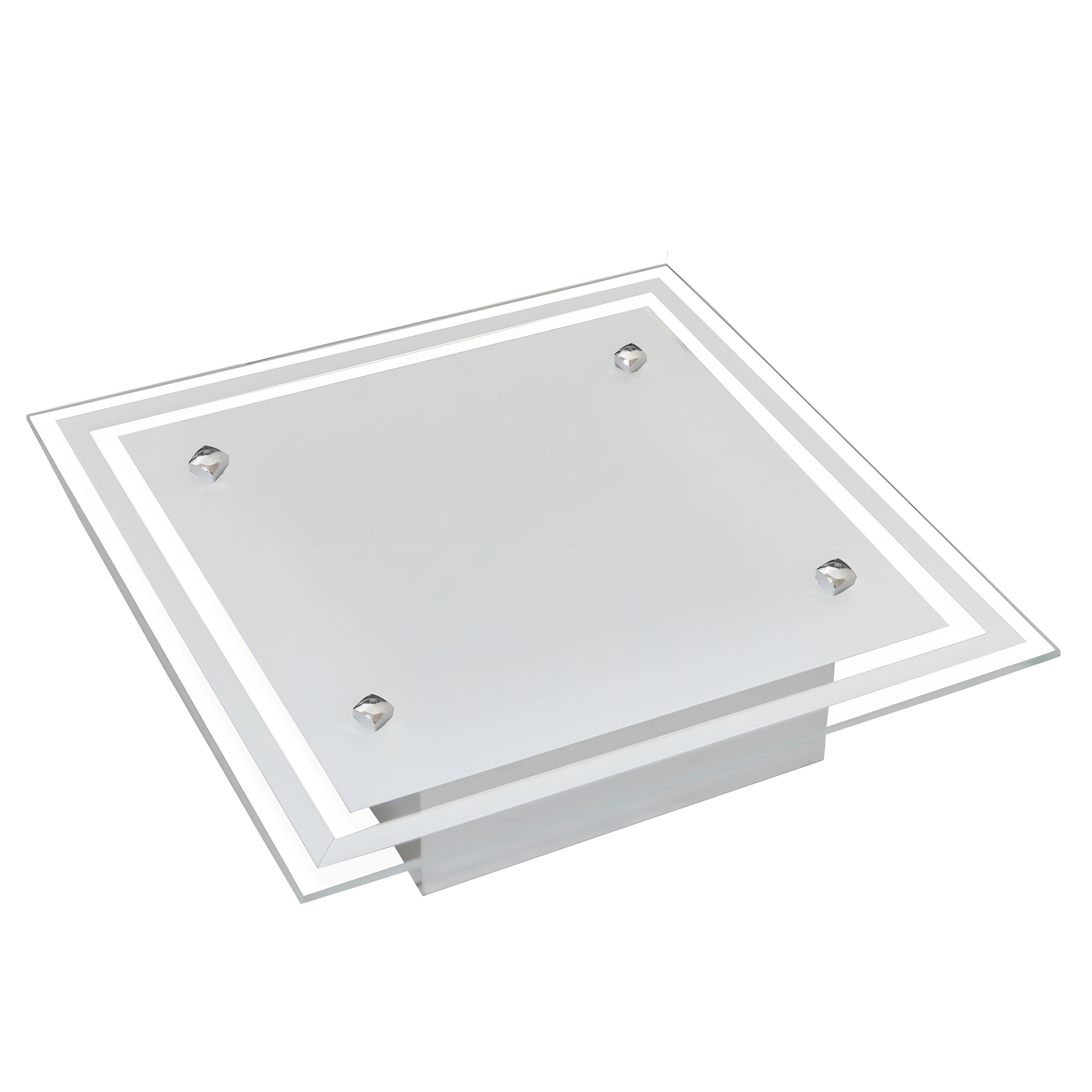 Lustre Luminária Plafon de Vidro Fosco sobrepor para 02 Lâmpadas Quadrado 30cm - Ideal para Sala, Quarto, Cozinha, Banheiro, Lavanderia, Quintal