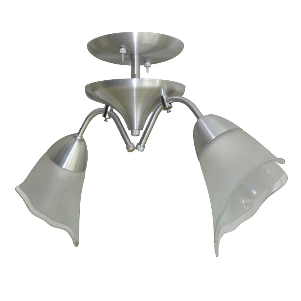 Lustre Luminária de Teto com 02 hastes e 02 vidros Modelo Tulipa - Para 02 lâmpadas Padrão E27 Bivolt 110v / 220v