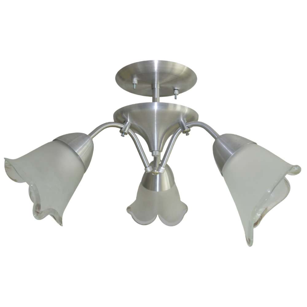 Lustre Luminária de Teto com 03 hastes e 03 tulipas de vidro - Para 03 lâmpadas Padrão E27 Bivolt 110v / 220v