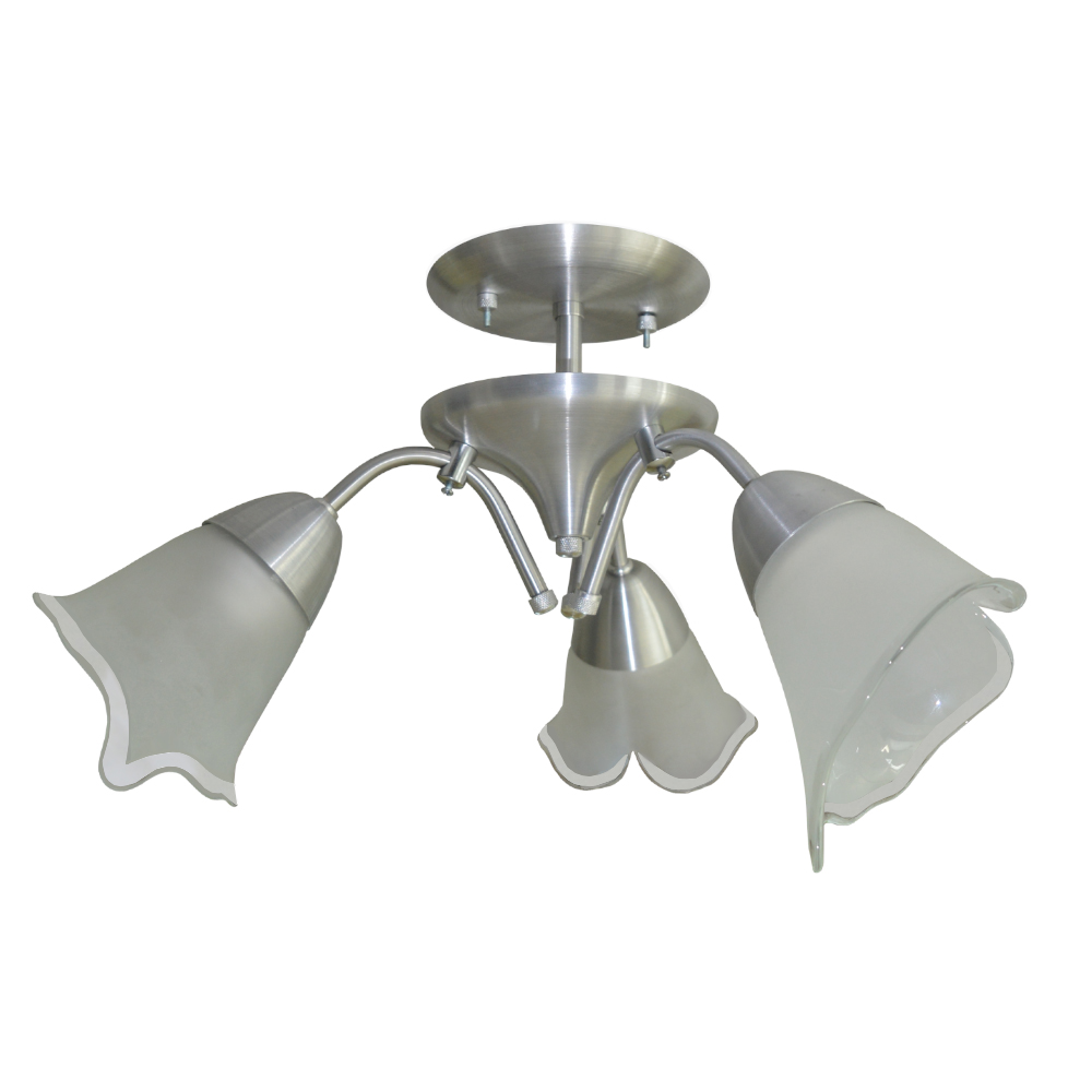 Lustre Luminária de Teto com 03 hastes e 03 tulipas de vidro - Para 03 lâmpadas Padrão E27 Bivolt 110v / 220v