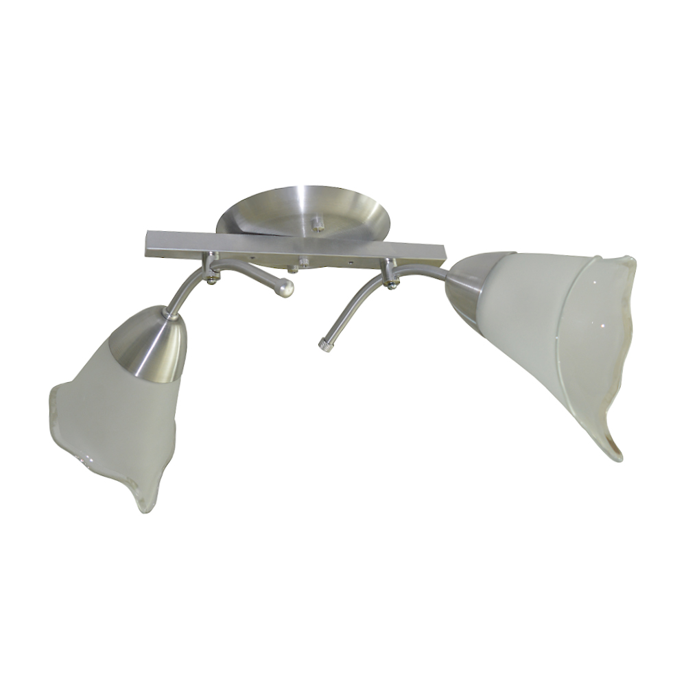 Lustre Luminária no trilho de teto com 02 hastes com 02 vidros Tulipa - Para 02 lâmpadas Padrão E27 Bivolt 110v / 220v