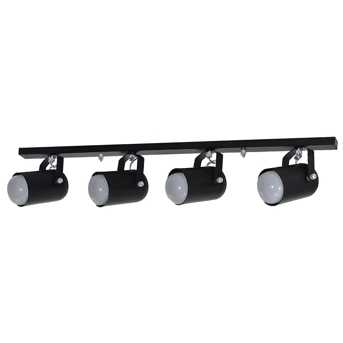 Trilho de 65cm com 04 Spots para 04 lâmpadas padrão E27 - Ideal para Sala, Quarto, Cozinha, Comércio - Bivolt 110v/220v - Preto