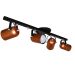 Trilho de 65cm com 04 Spots para 04 lâmpadas padrão E27 - Ideal para Sala, Quarto, Cozinha, Comércio - Bivolt 110v/220v - Preto com Cobre