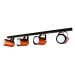 Trilho de 65cm com 04 Spots para 04 lâmpadas padrão E27 - Ideal para Sala, Quarto, Cozinha, Comércio - Bivolt 110v/220v - Preto com Cobre