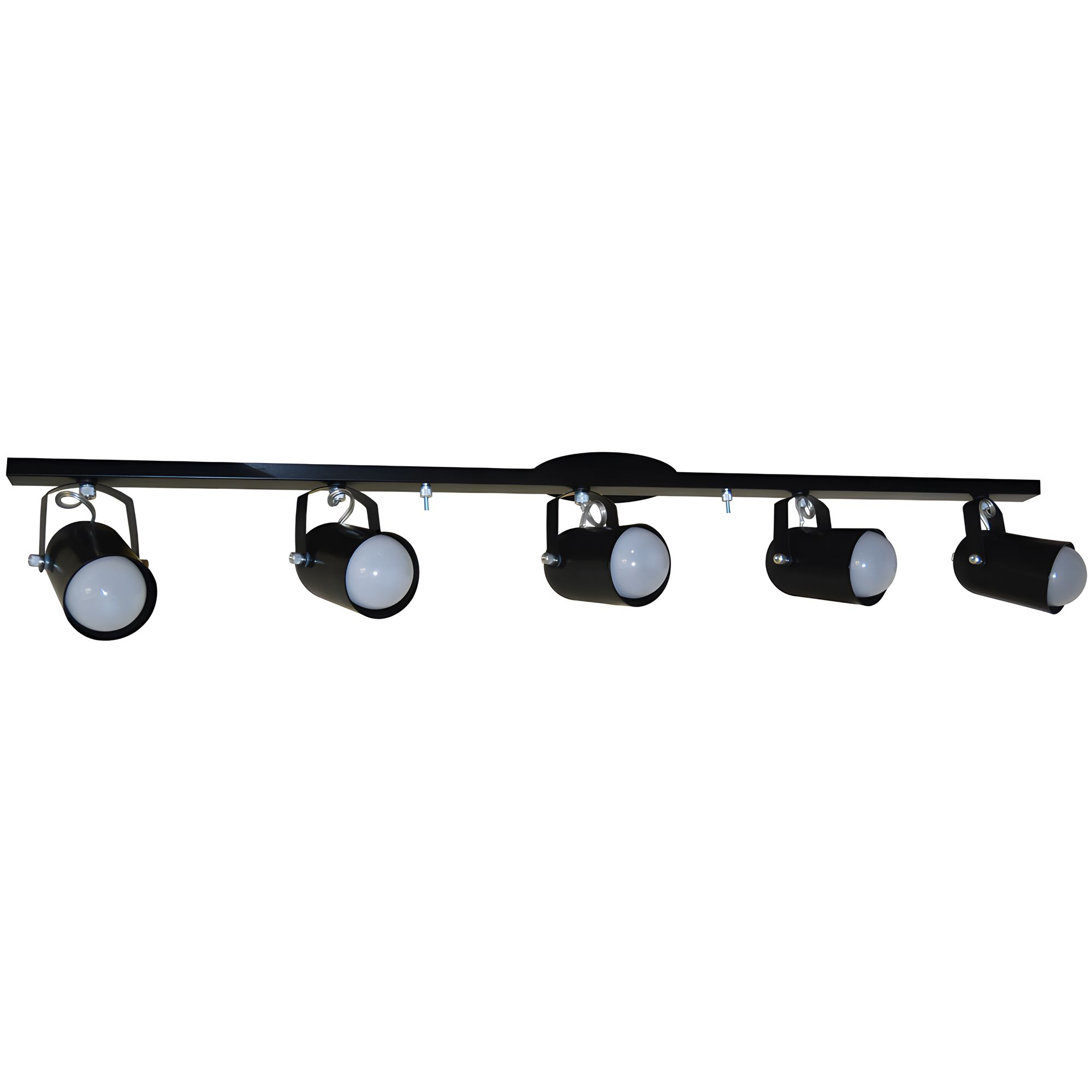 Trilho de 95cm com 05 Spots para 05 lâmpadas padrão E27 - Ideal para Sala, Quarto, Cozinha, Comércio - Bivolt 110v/220v - Preto