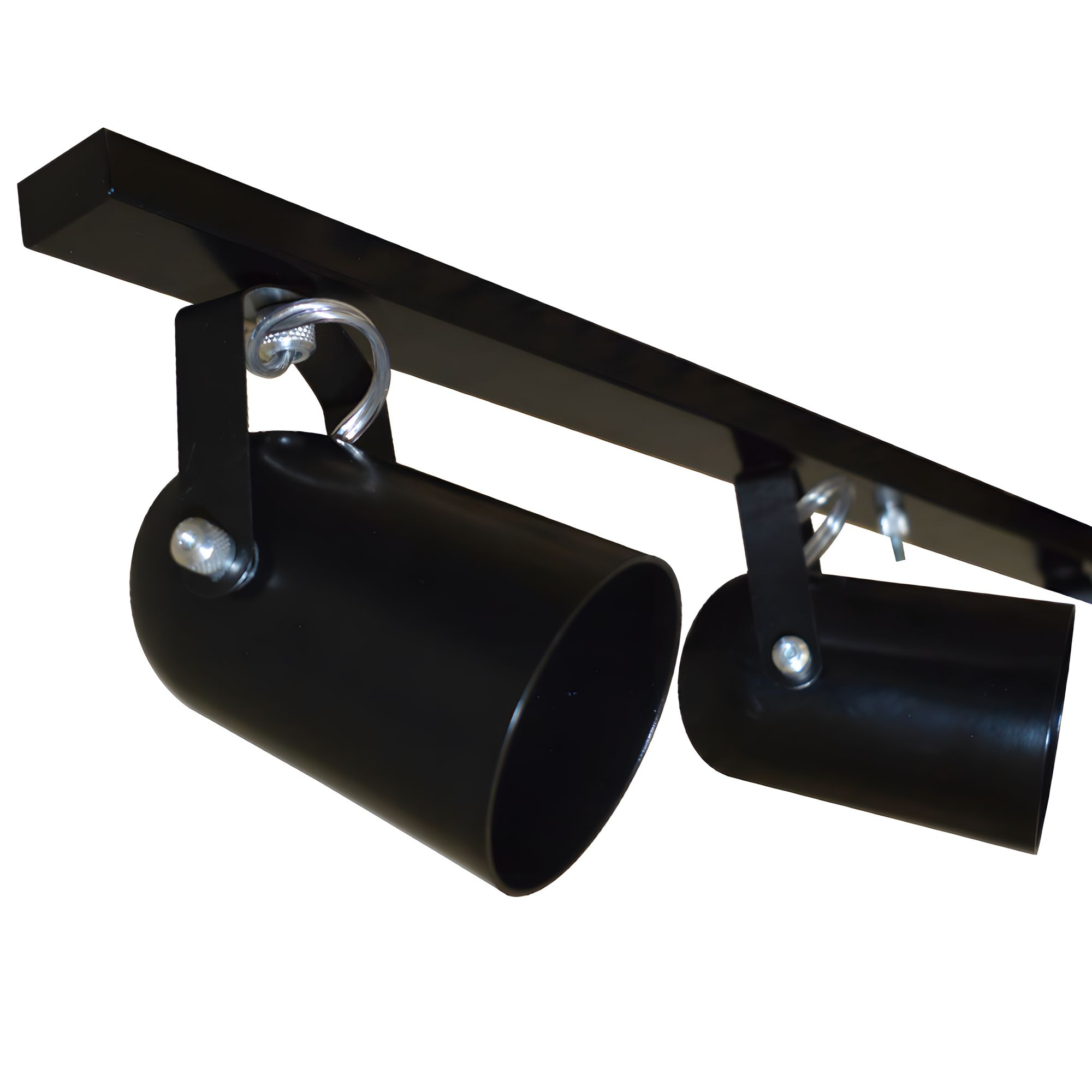 Trilho de 95cm com 05 Spots para 05 lâmpadas padrão E27 - Ideal para Sala, Quarto, Cozinha, Comércio - Bivolt 110v/220v - Preto