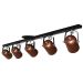Trilho de 95cm com 05 Spots para 05 lâmpadas padrão E27 - Ideal para Sala, Quarto, Cozinha, Comércio - Bivolt 110v/220v - Preto com Cobre