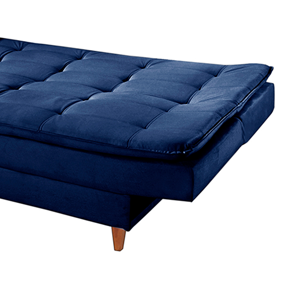 Sofá-Cama Casal 3 Lugares Dinorá Suede Azul