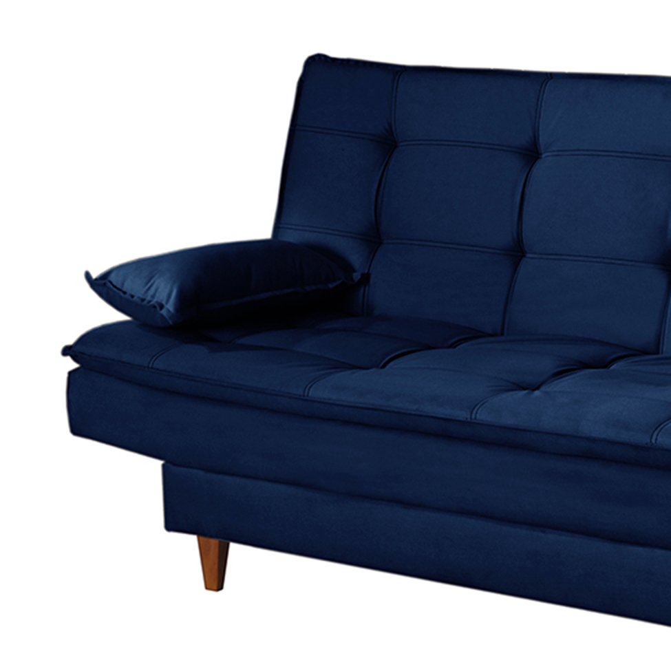 Sofá-Cama Casal 3 Lugares Dinorá Suede Azul