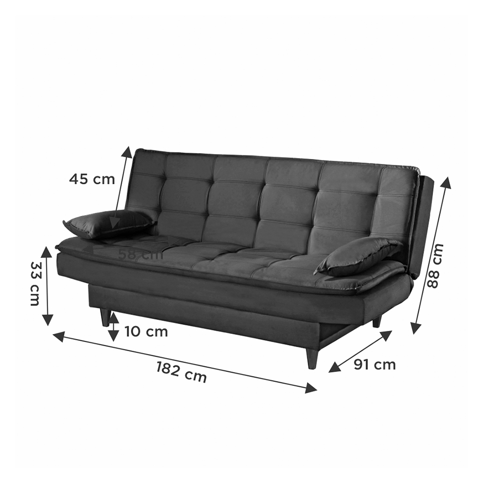 Sofá-Cama Casal 3 Lugares Dinorá Suede Azul