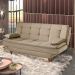 Sofá-Cama Casal 3 Lugares Dinorá Suede Bege