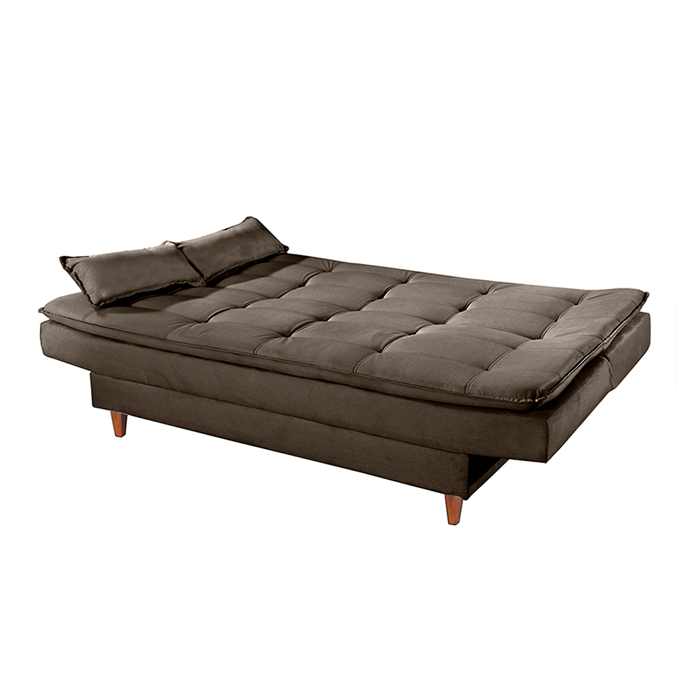 Sofá-Cama Casal 3 Lugares Dinorá Suede Capuccino