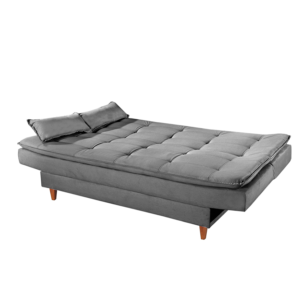 Sofá-Cama Casal 3 Lugares Dinorá Suede Cinza