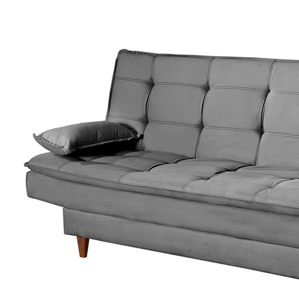 Sofá-Cama Casal 3 Lugares Dinorá Suede Cinza