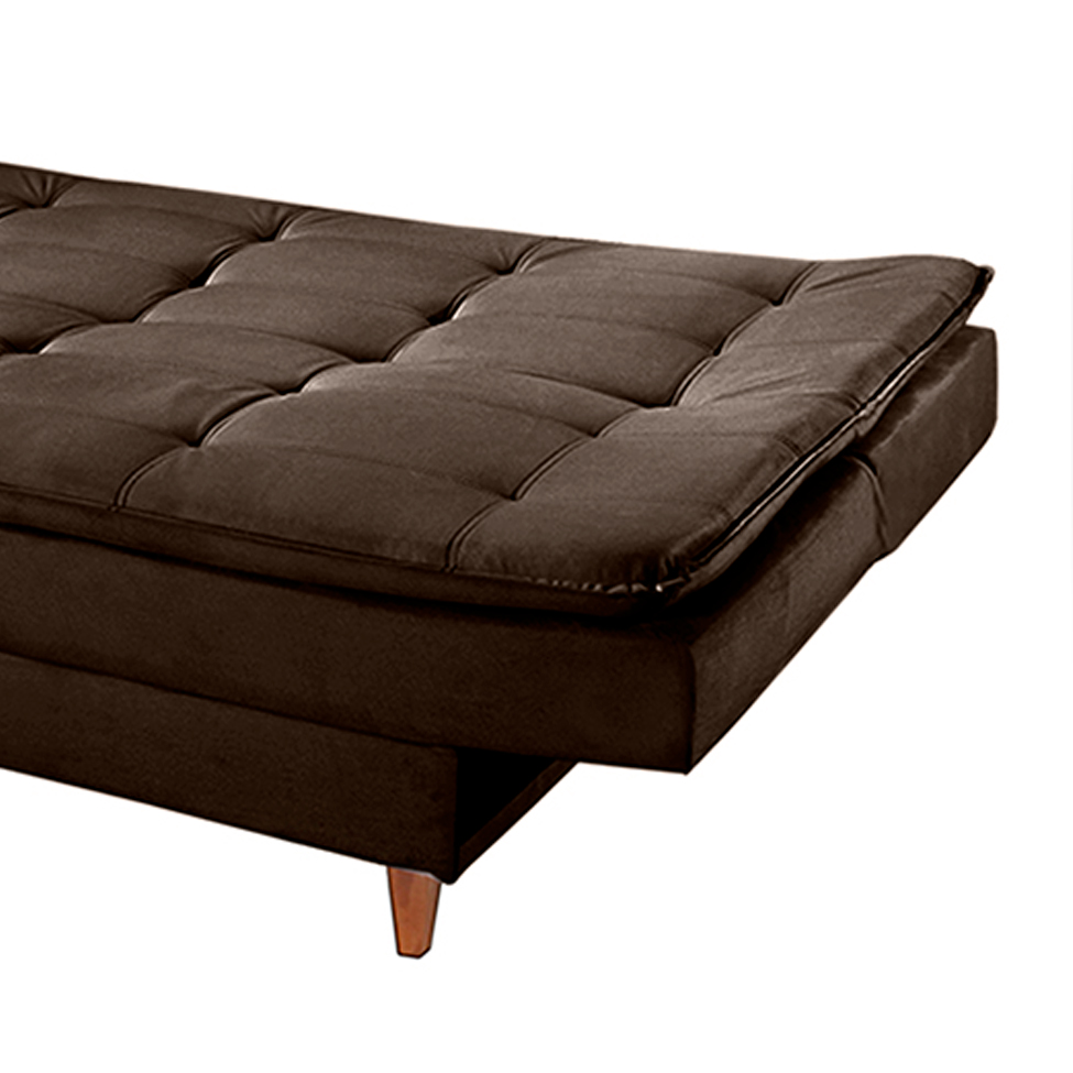 Sofá-Cama Casal 3 Lugares Dinorá Suede Marrom