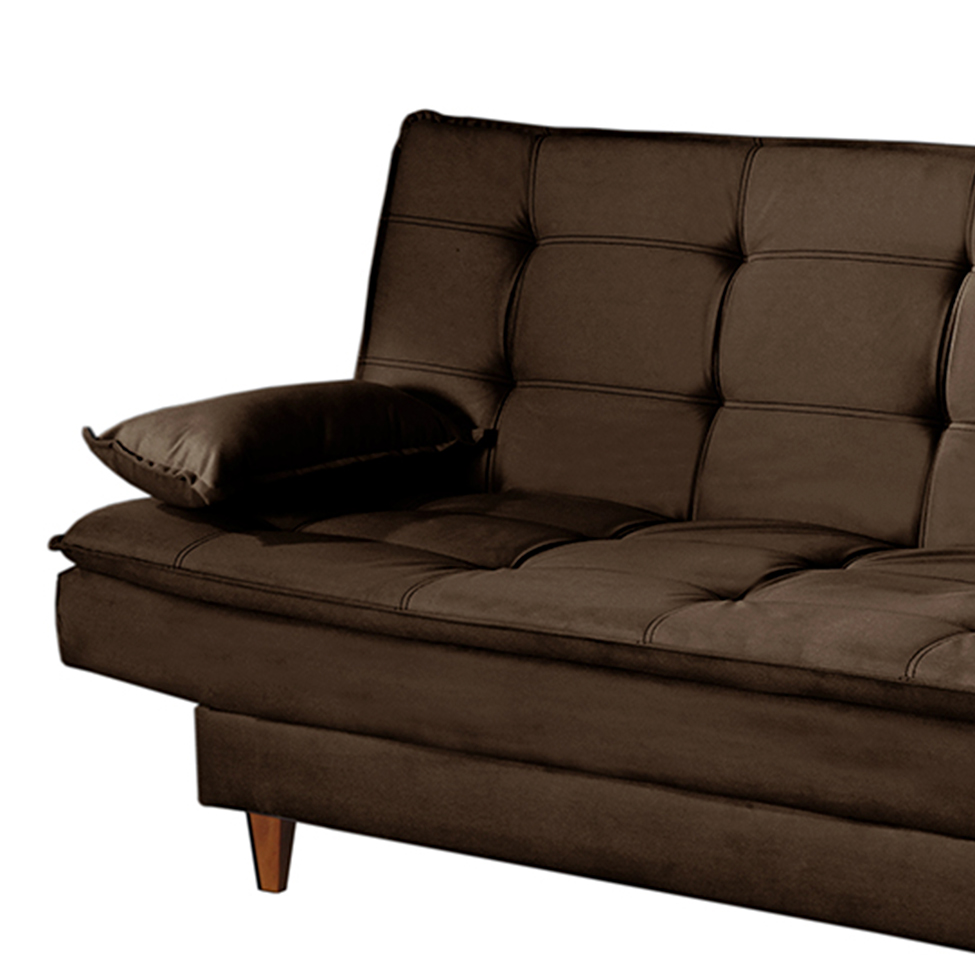 Sofá-Cama Casal 3 Lugares Dinorá Suede Marrom
