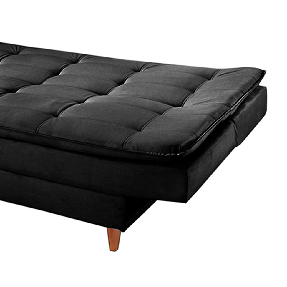 Sofá-Cama Casal 3 Lugares Dinorá Suede Preto