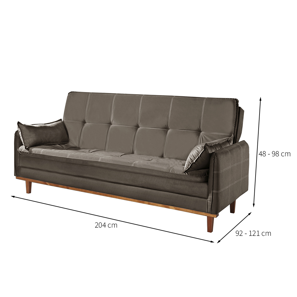 Sofá-Cama Casal 3 Lugares Tokio Suede Capuccino